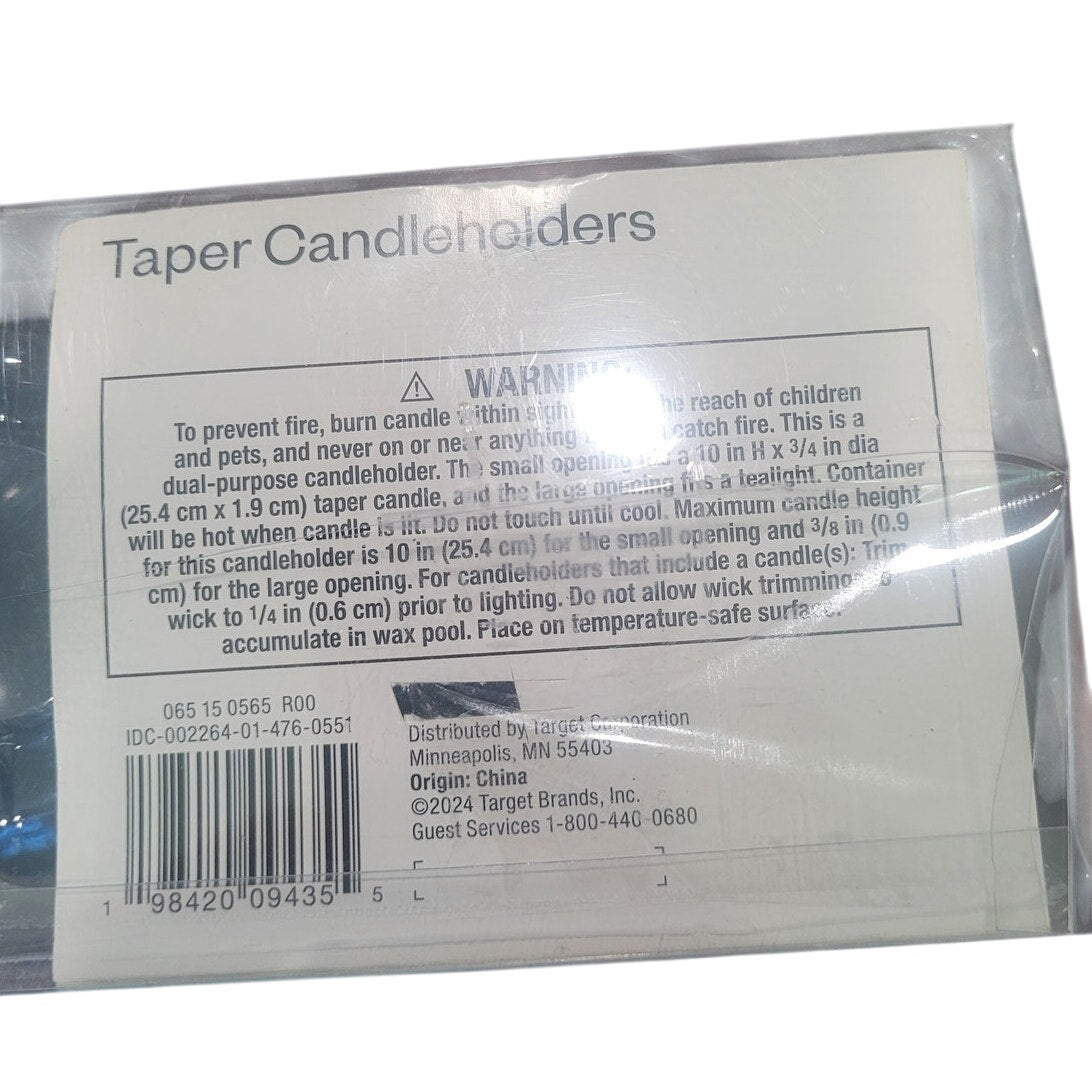 4pk Bubble Glass Taper Candle Holders – Blue – Sculpted Glass Accent