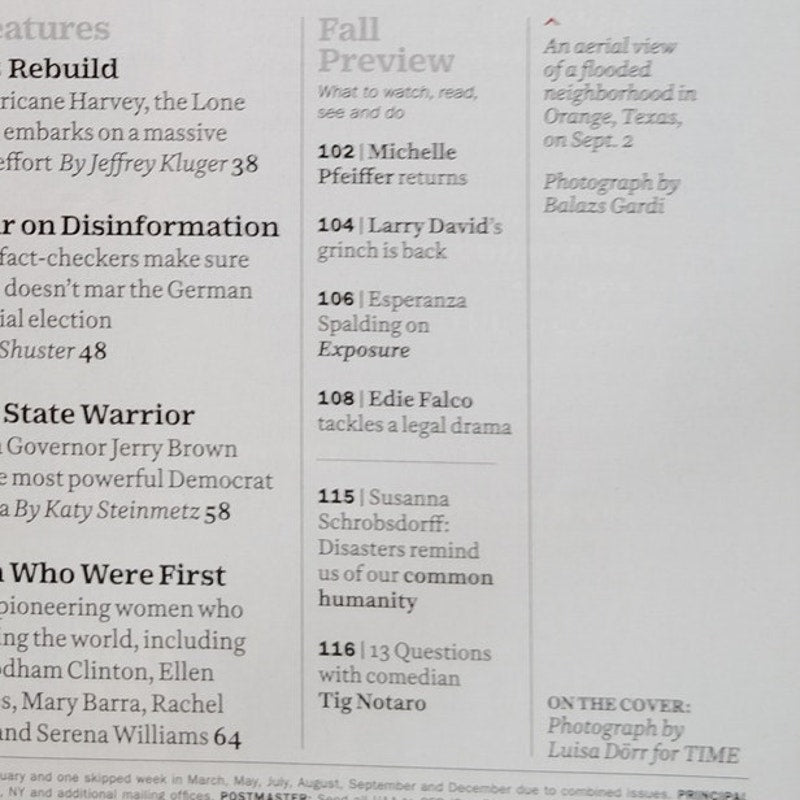 TIME Magazine September 18, 2017 - Firsts: Women Who Are Changing the World