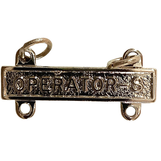 Military Qualification Bar, Operator-S, Silver Text and Background 1/2"H x 1"W