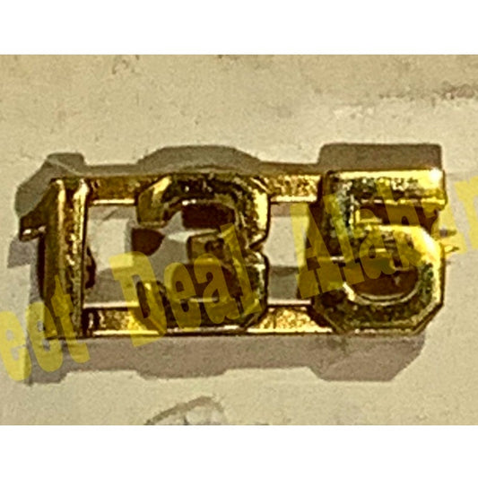 Early/Mid 1900s Brass C-Clasp Number "135" Collar Device 3/8"H Hat / Lapel Pin