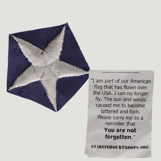 Stars for Our Troops Novelty Embroidered Star 1‑7/8" Program Card Included