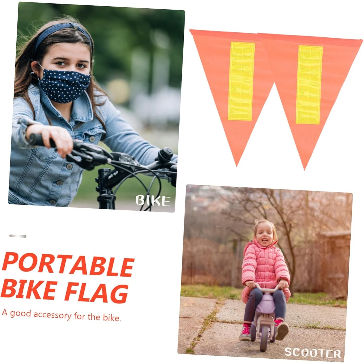 5‑Pack Reflective Safety Flags – High‑Visibility Orange Bike Trailer Warning Flags