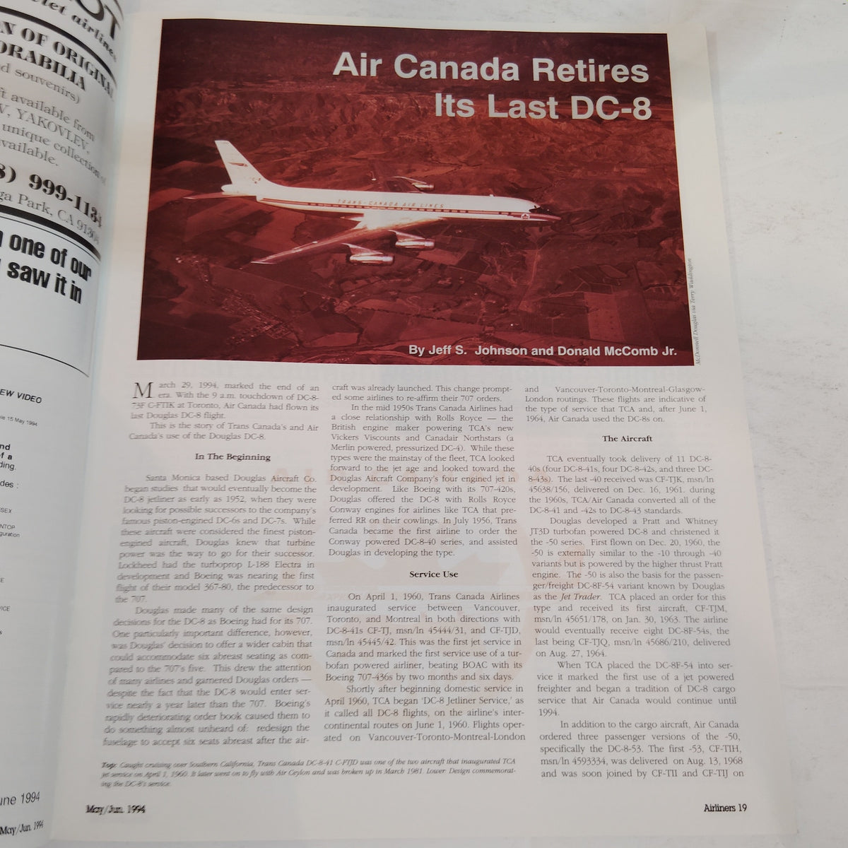 Airliners Magazine May/June 1994 - National Airlines, Air Canada DC-8 Farewell