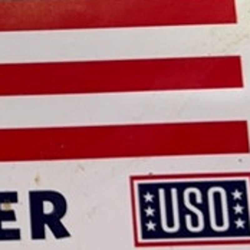 USO Patriotic Fridge Magnet 2020 Supporter American Flag Vinyl 5x3.25