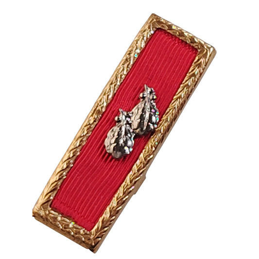 Army Meritorious Unit Citation Ribbon w/ Frame and Two Silver Oak Leaf Clusters