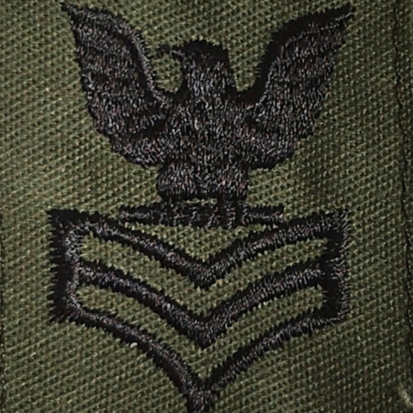 VTG US Navy PO1 Petty Officer First Class E‑6 Patch ODG Black TE 2‑3/8" × 1‑3/4"