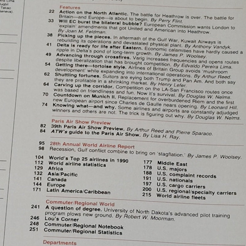 Air Transport World Magazine June 1991 - Paris Preview & 1990 Airline Report