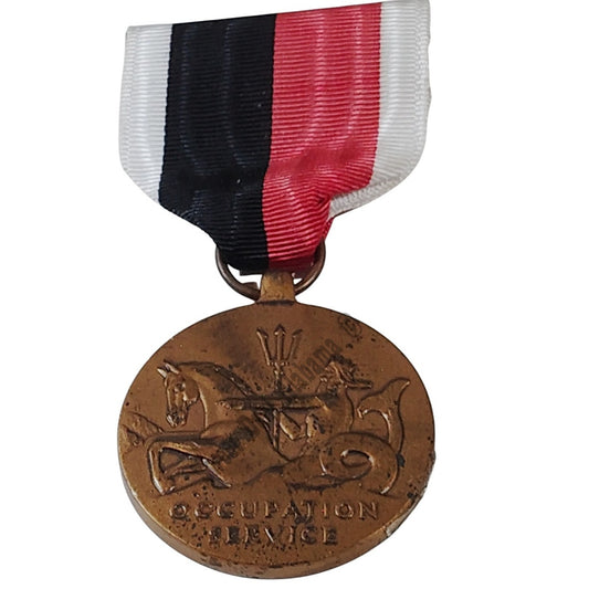 WWII U.S. Navy Occupation Services Medal Pinback, 1-1/4"D x 3"H Overall
