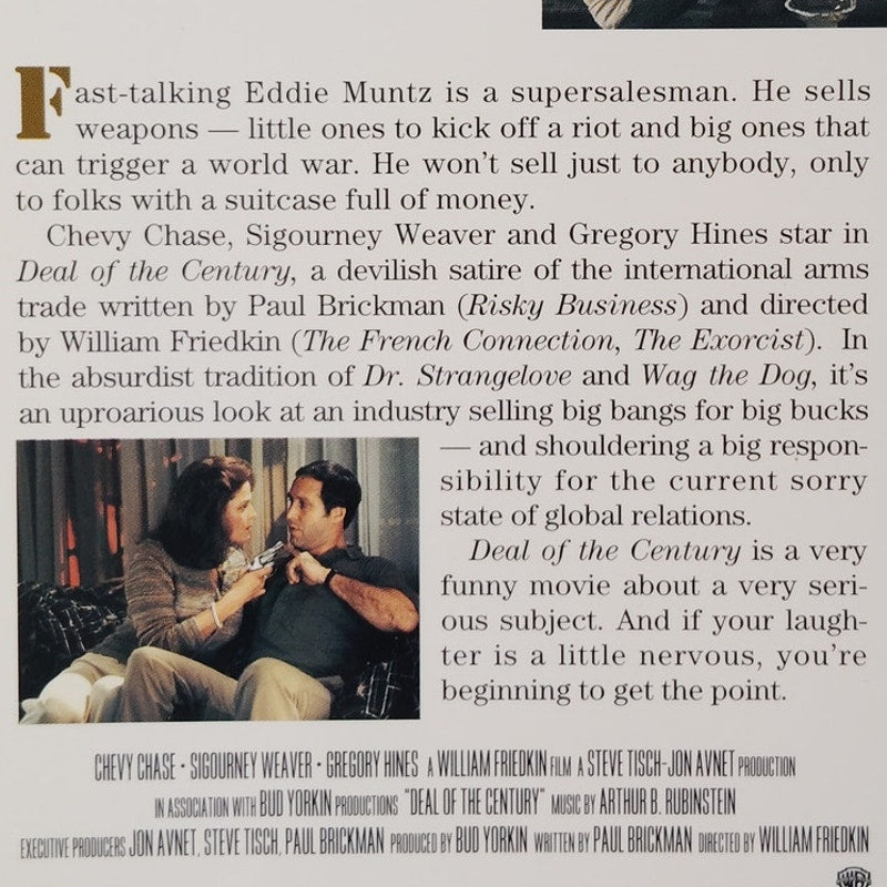 Deal of the Century VHS 1998 Chevy Chase Sigourney Weaver Warner Comedy