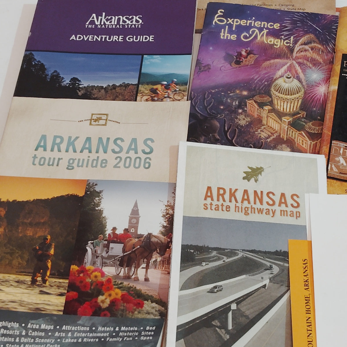 2006 Arkansas Vacation Ephemera Lot - Maps, Guides, Crescent Hotel, Pharaohs