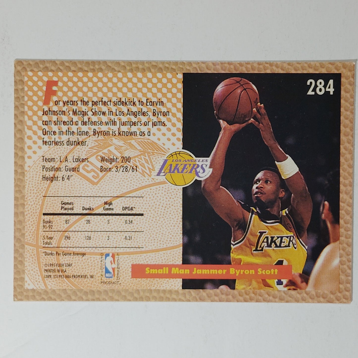 1992–93 Fleer Byron Scott #284 – Los Angeles Lakers – Guard – VG/EX