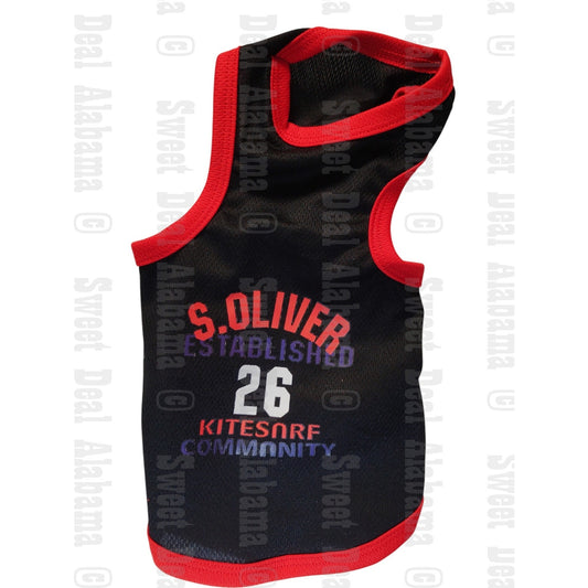 Summer Dog Basketball Vest – Breathable Quick-Dry Pet Shirt, Black, Size Small