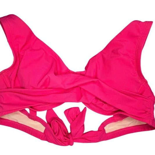 Cupshe Hot Pink Bikini Top Front Tie Bralette Swim Stretch Women’s Medium