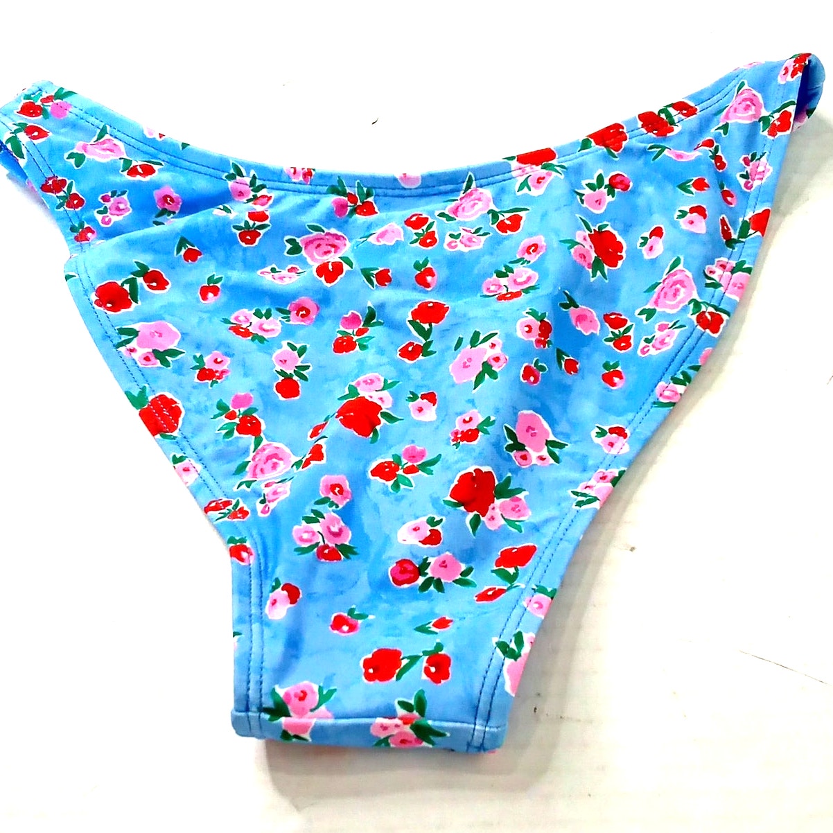 Wild Fable Ditsy Floral Low Rise High Leg Cheeky Bikini Bottom Blue XS
