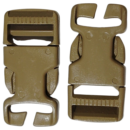 2pk ITW Nexus Side-Release Buckles – 1", Coyote Brown, High-Strength Polymer