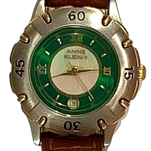 Anne Klein II Ladies Watch, Leather Band and Silver/Gold Trim, 27mm Non-Operable