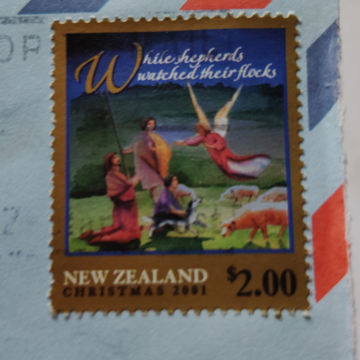 New Zealand Post 2001 Christmas $2.00 Aerogramme Cover to USA with Letter