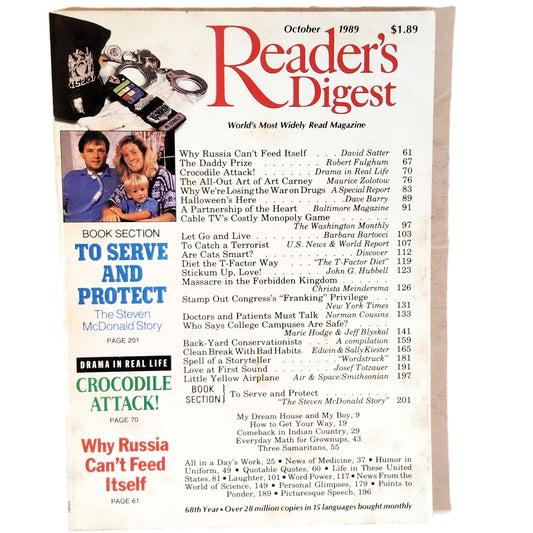 Vintage Reader's Digest October 1989 Back Issue Why Russia Can't Feed Itself