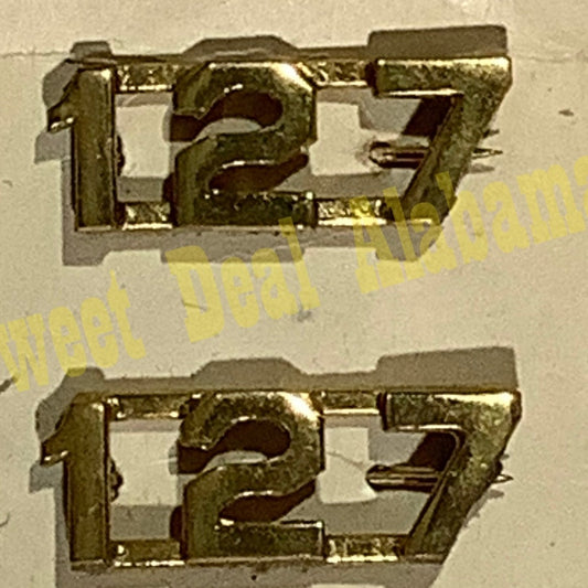 Early/Mid 1900s Brass C-Clasp "127" Collar Device 3/8"H Hat / Lapel Pins Set