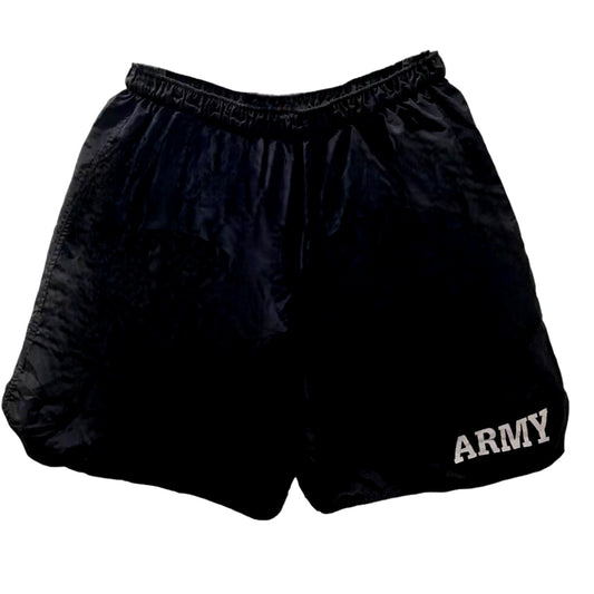 U.S. Army Black and Silver PT Shorts, Large, Nylon, 30"-32", EUC
