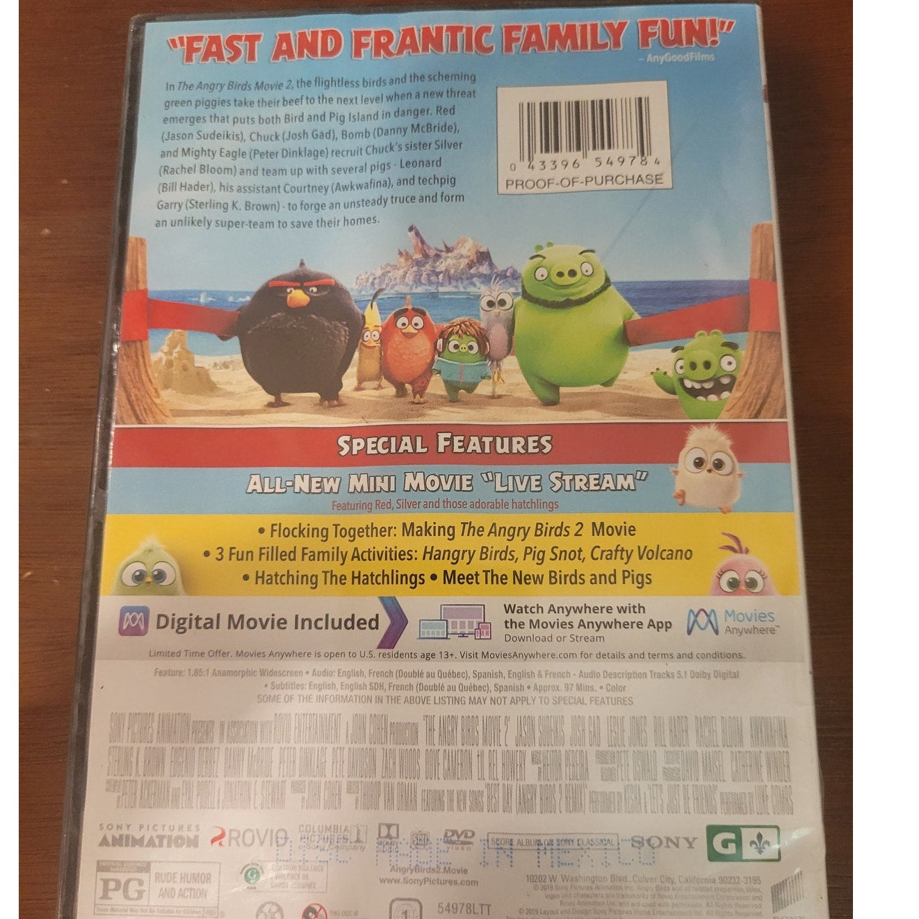 The Angry Birds Movie 2 DVD 2019 Animated Comedy  Sony Pictures Family Adventure