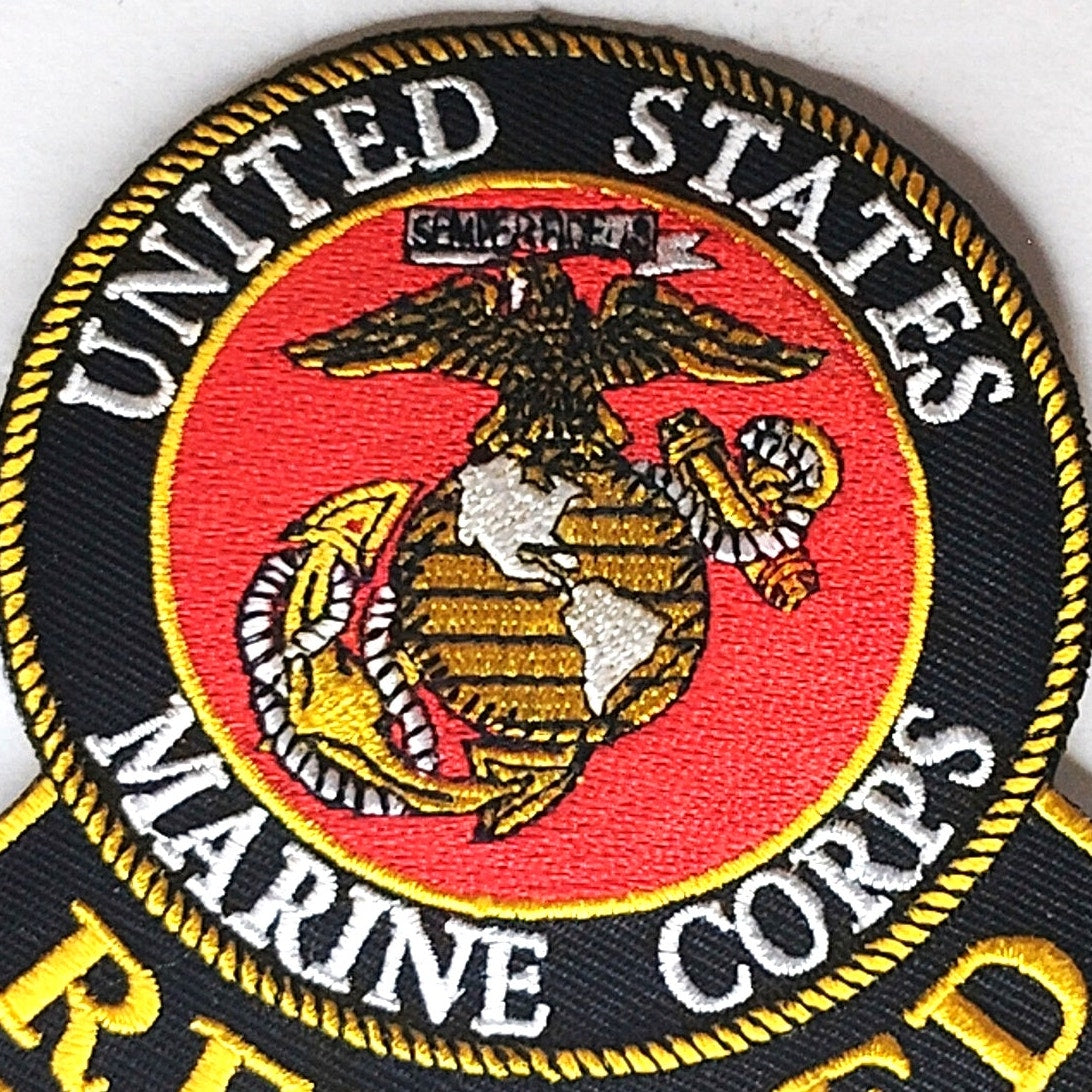 USMC Retired Patch Eagle Globe Anchor Round Sew‑On 3‑5/8" × 3‑5/8"