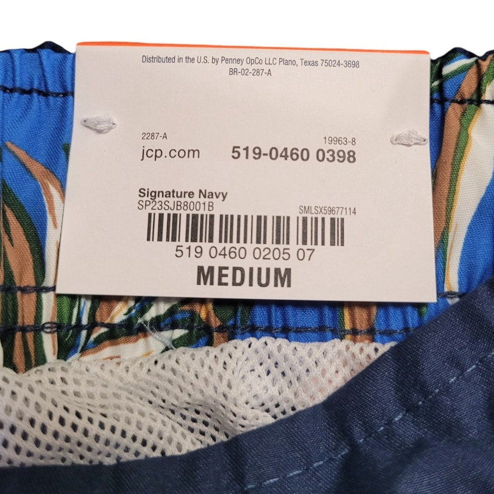 St. John's Bay Men's Swim Board Short With 9" Inseam, Signature Navy, Medium