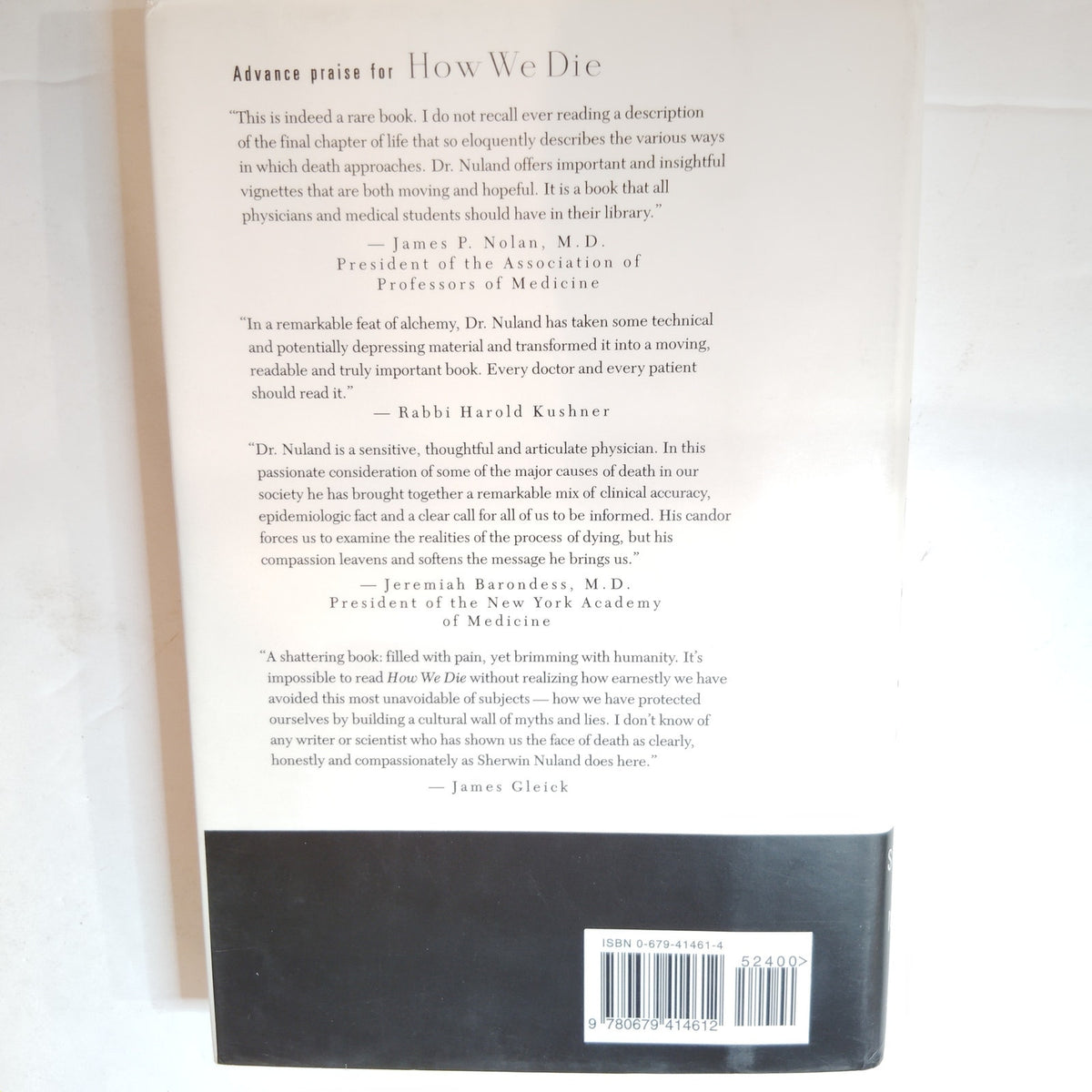 How We Die - Sherwin B. Nuland Signed Hardcover 1994 Knopf 7th Printing