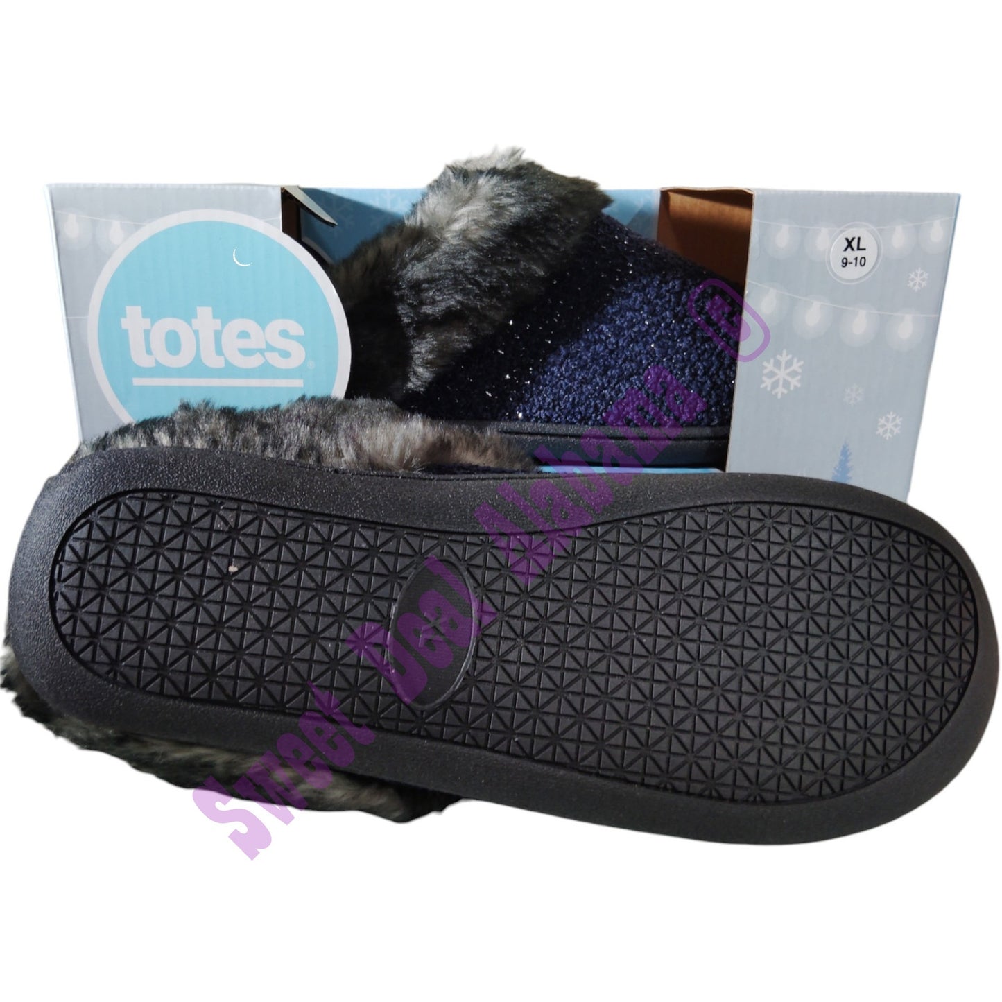 Totes Women's Cozy Memory Foam Slippers, Size XL (9-10) , Navy Blue #35109