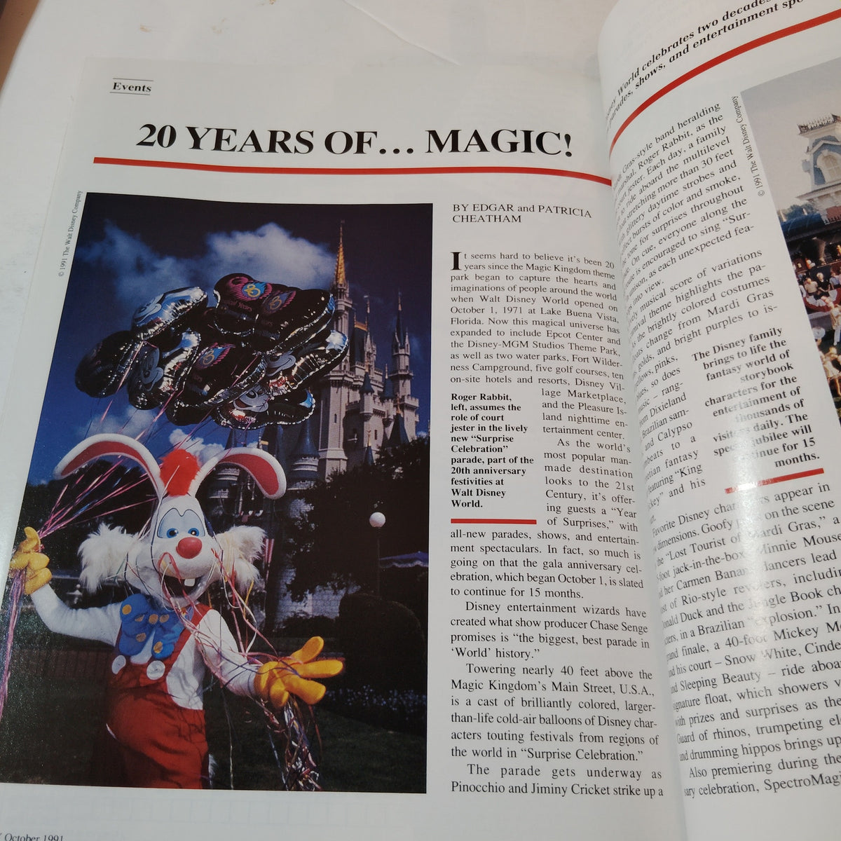 Delta SKY Magazine October 1991 - Walt Disney World 20th Anniversary