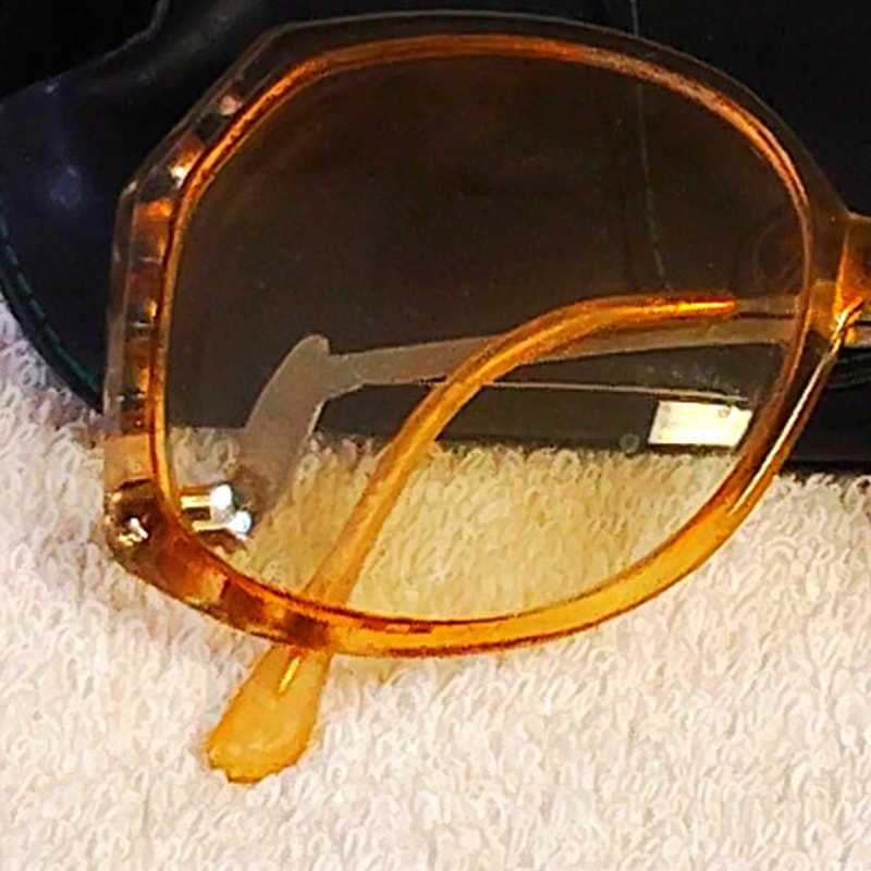 VTG Women’s Oversized Amber Hexagonal Glasses Frames 1970s–80s Boho