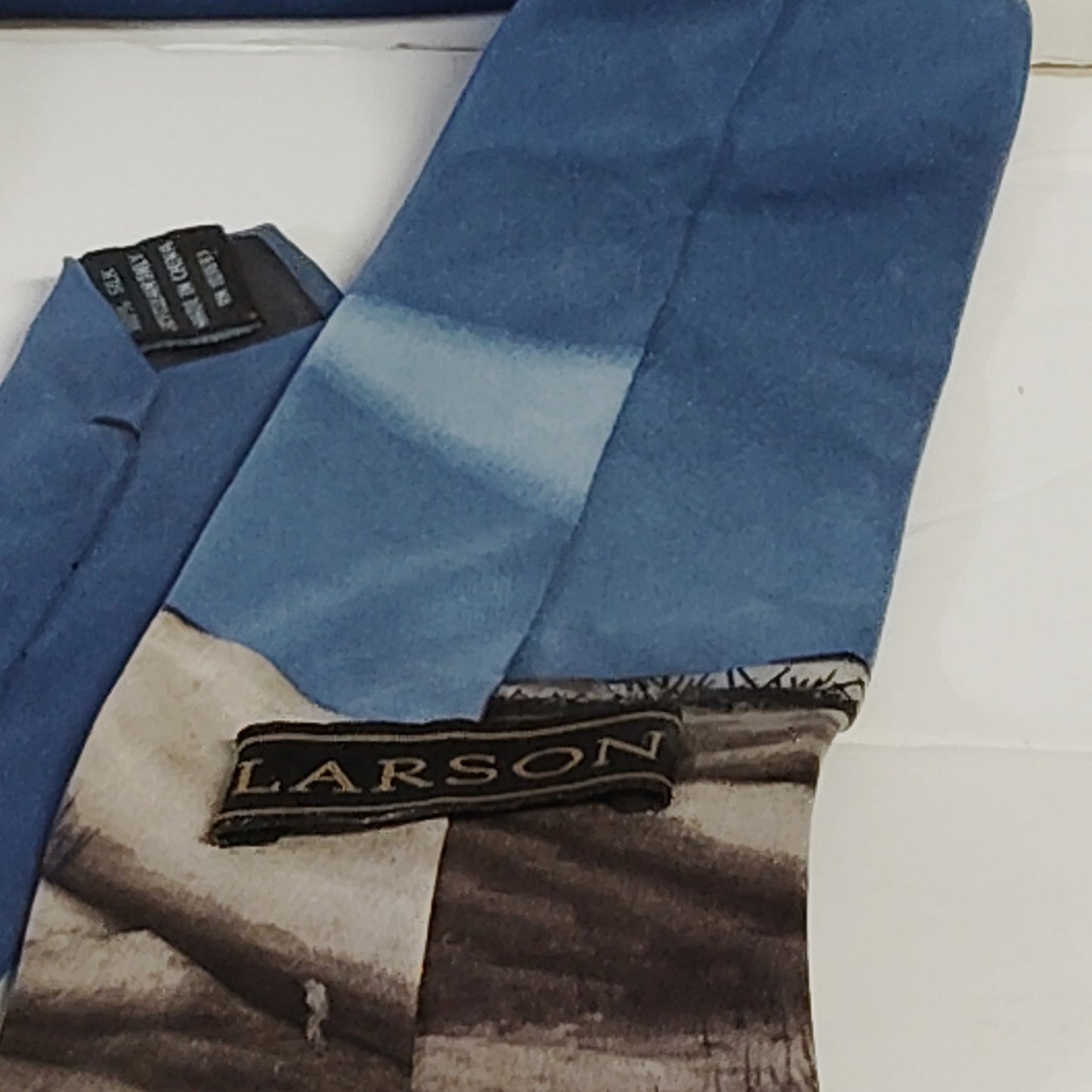 Larson Footprints Lighthouse Tie 1990s 100% Silk Christian Poem Design