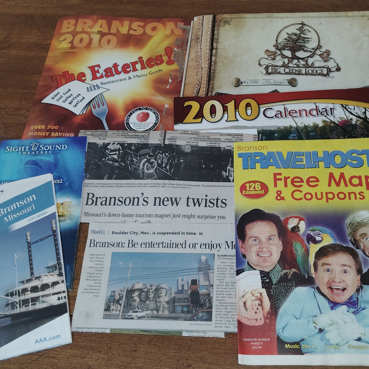 Branson MO 2010 Travel & Vacation Ephemera Lot - 7 Pieces of Memorabilia
