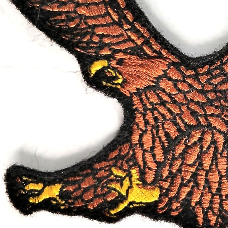 Soaring Eagle Patch Embroidered Brown & Black 3‑3/4" × 2‑3/4" Iron‑On/Sew‑On