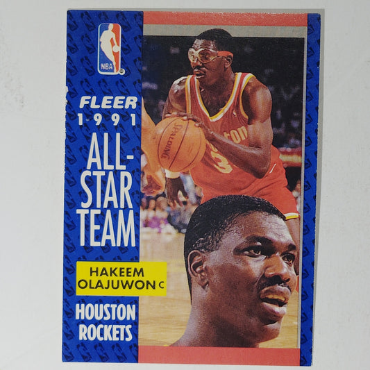 1991 Fleer Hakeem Olajuwon Card No. 214 – All-Star Team – Rockets – VG/EX