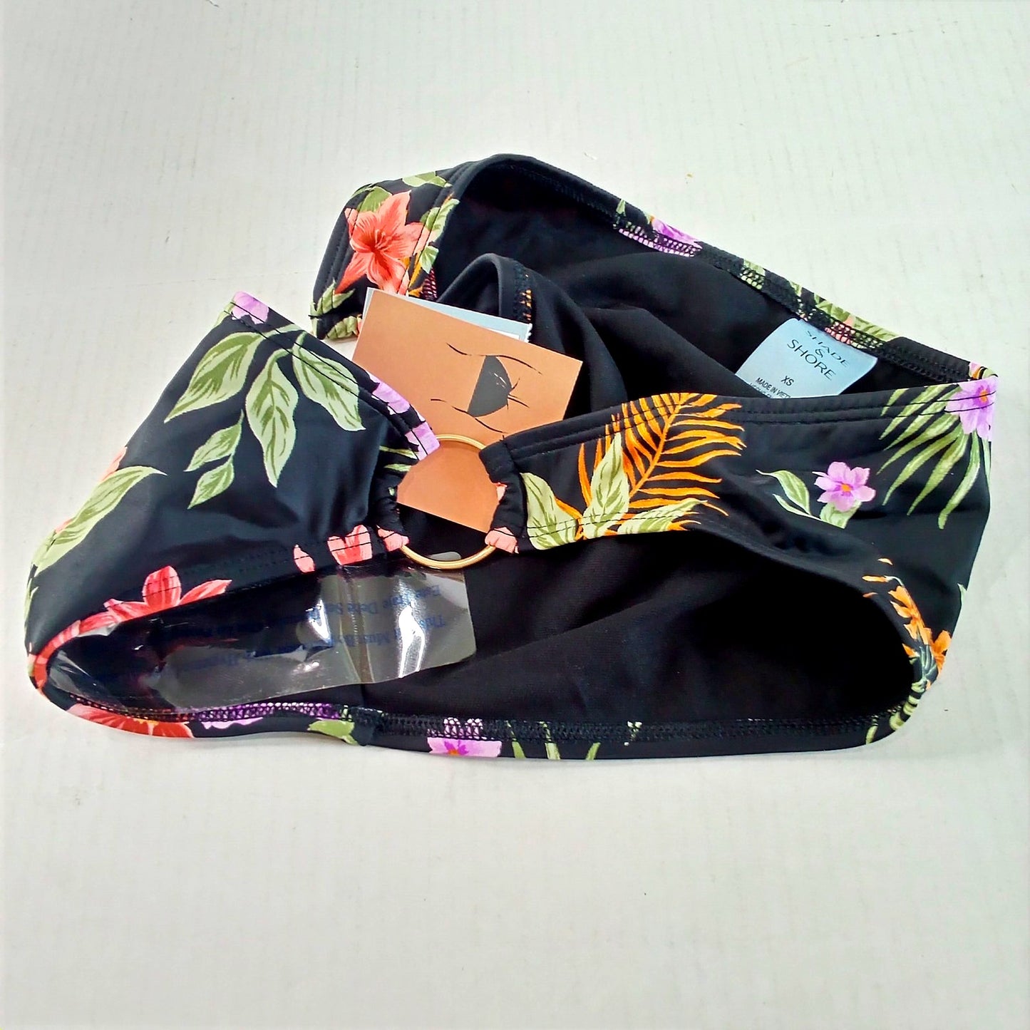 Shade & Shore Tropical Print Bikini Bottom Multi XS (0-2), Medium Coverage