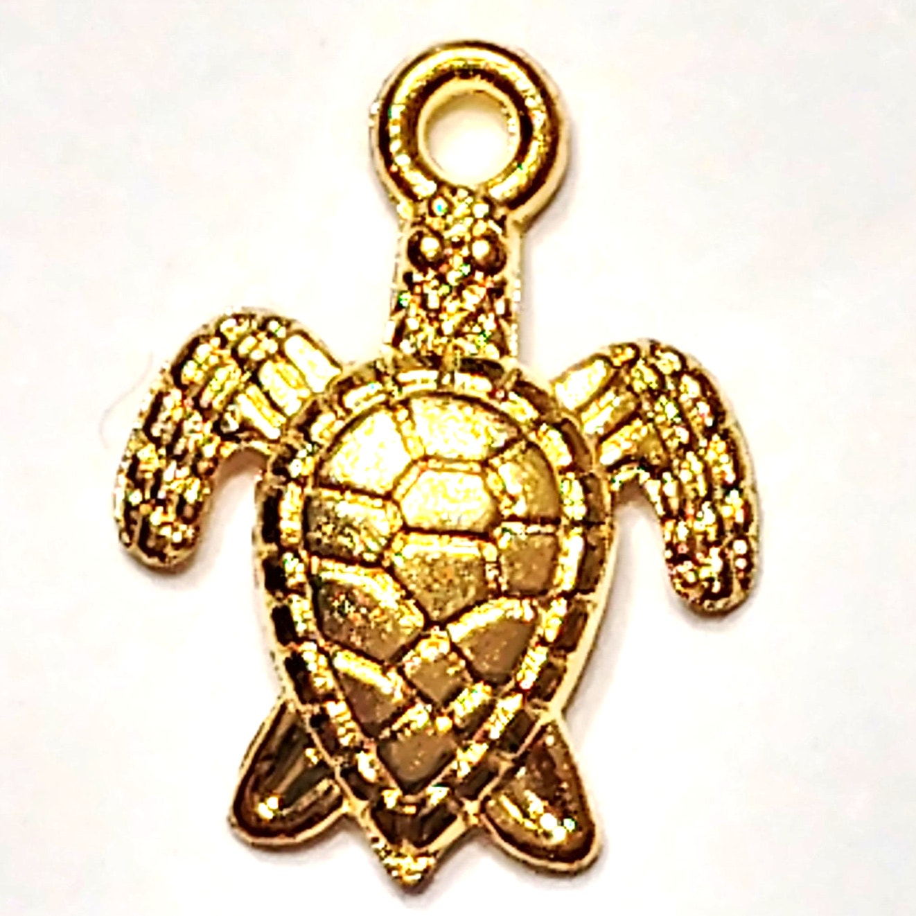 Sea Turtle Charm Patinated Antique Gold‑Tone 1/2" 3D Tortoise Pendant Jewelry