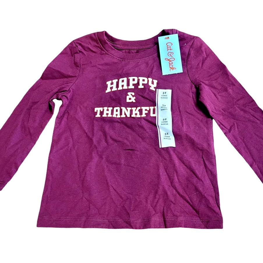 Toddler 'Happy & Thankful' Long Sleeve T-Shirt - Cat & Jack, Burgundy 3T