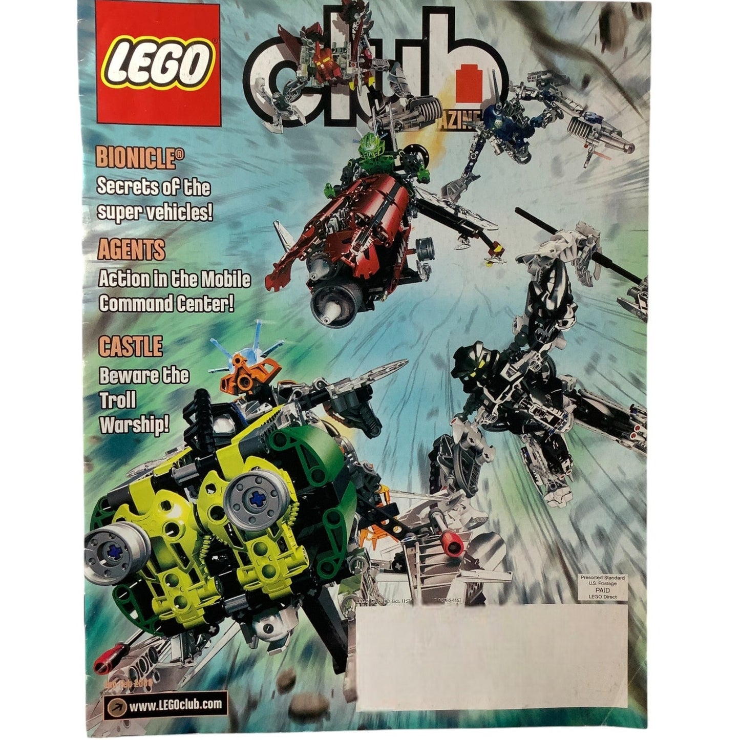 5 x Back Issues Lego Club Magazines, 5  issues from 2008-2013 Pictured