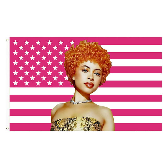 Ice Spice 3x5ft Pink American Tapestry Flag – 2 Brass Grommets, Outdoor or Room & Dorm Wall Tapestry