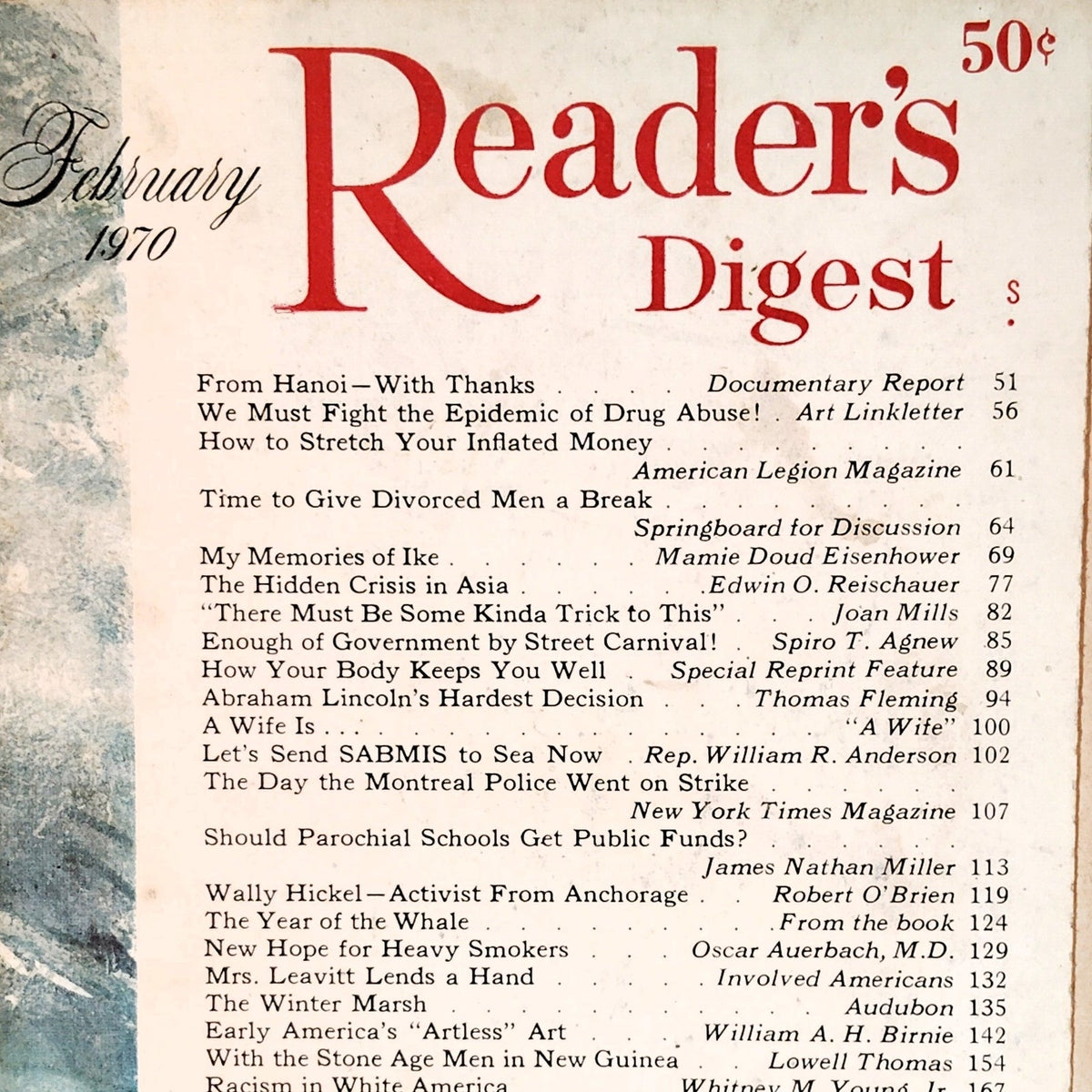 Reader's Digest February 1970 Magazine Winter Chickadees, Tragic Fall of Tibet