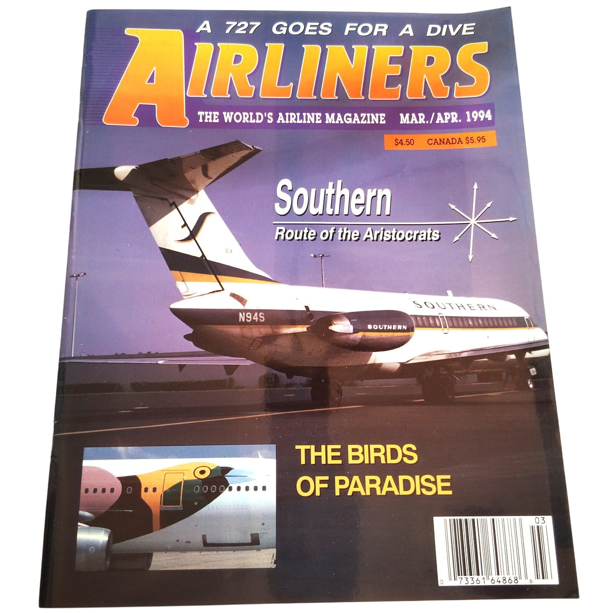 Vintage Airliners Magazine Mar/Apr 1994 Southern Birds of Paradise 727 Dive