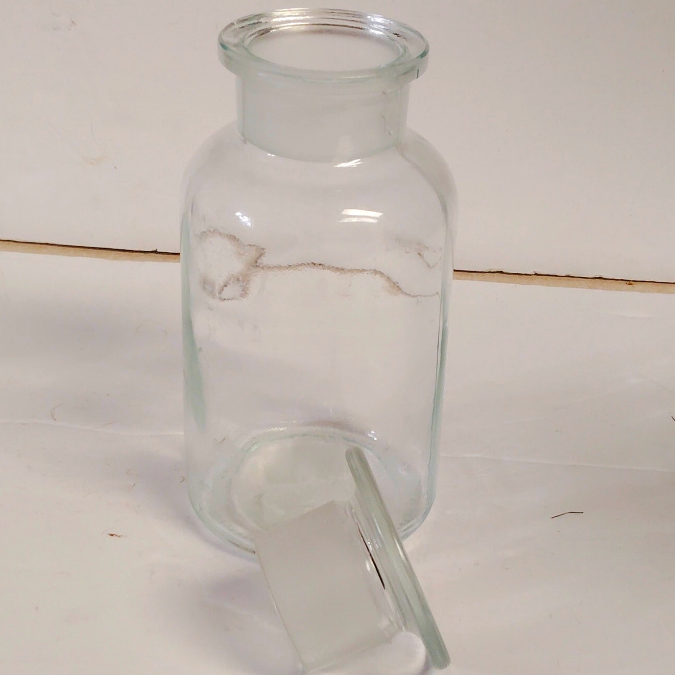 VTG Czech Glass Wide‑Mouth Apothecary Bottle w/ Ground Stopper Simax