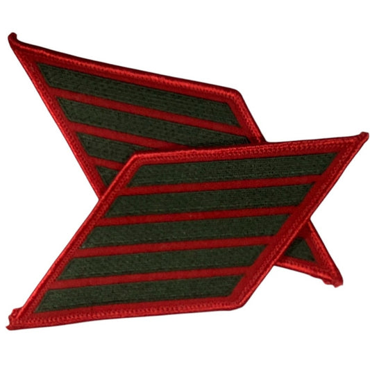 1 Set 20 Yr US Marine Corps Service 5 Stripes - Green on RED - 2-1/2"H x 5-3/8"W