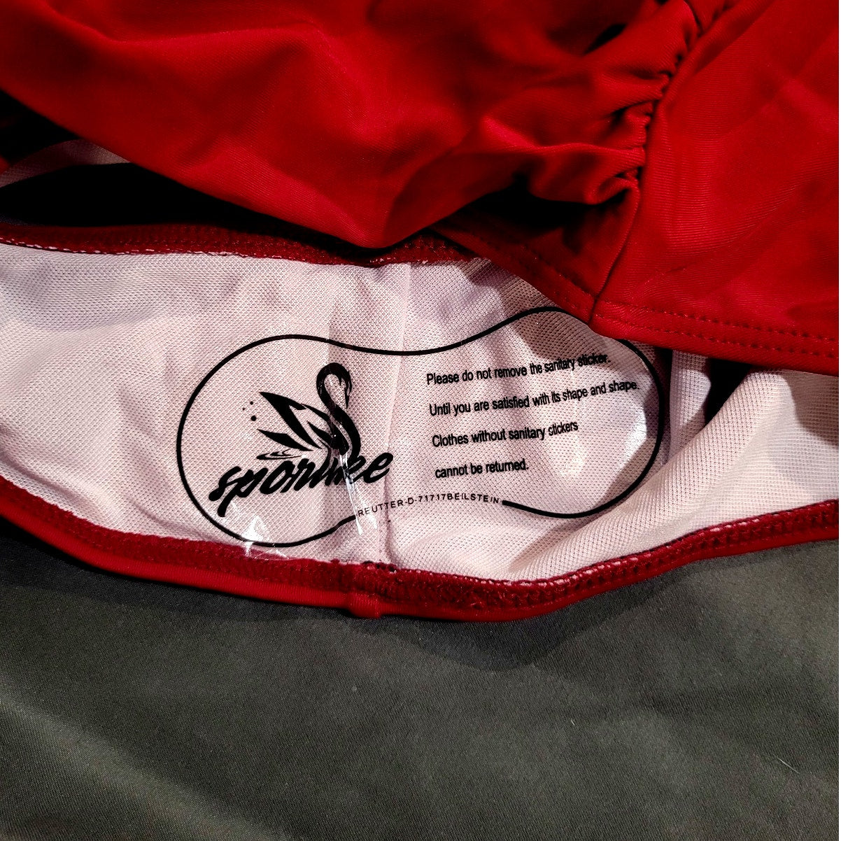 SPORLIKE Women Ruffle High Waist, Two Pieces Push Up Tropical Bikini, Red, L