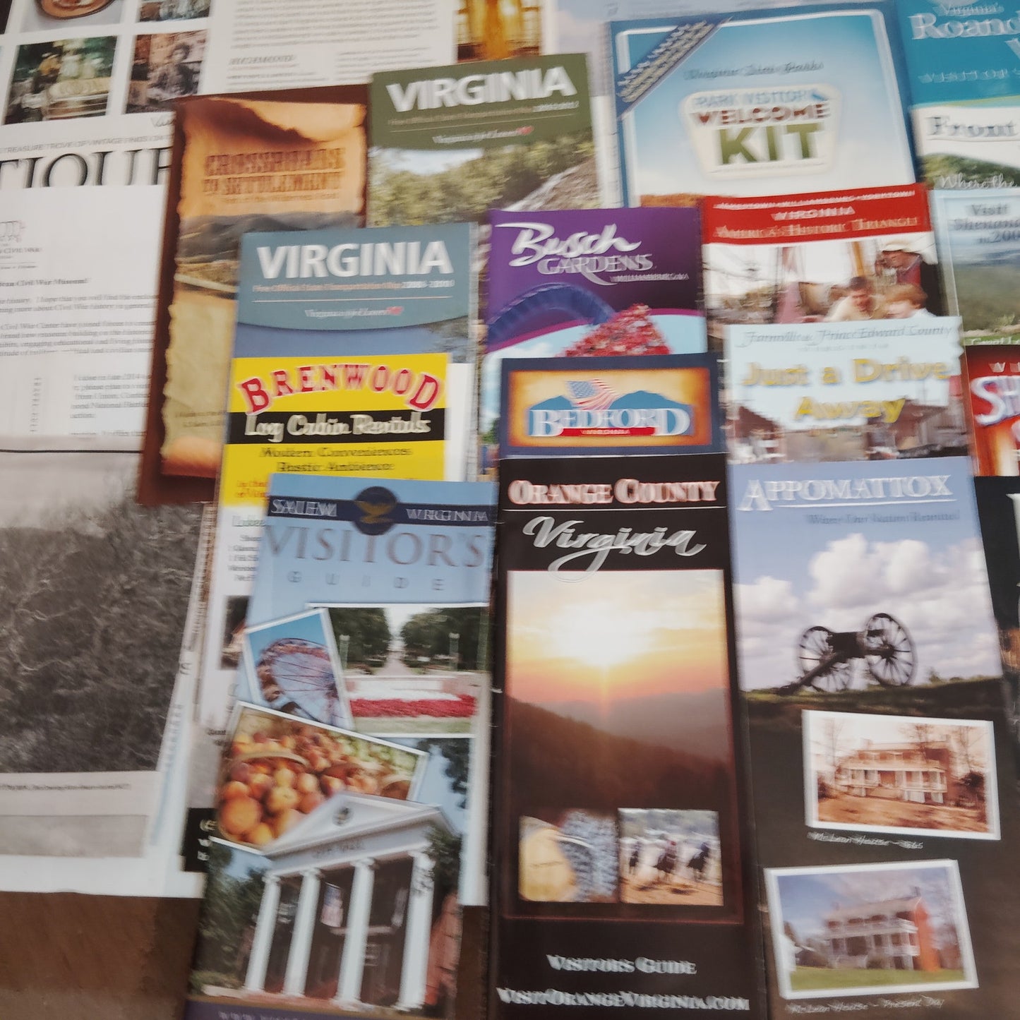 Vintage Virginia Travel Brochures & Guides - Ephemera Lot from 2010 Estate