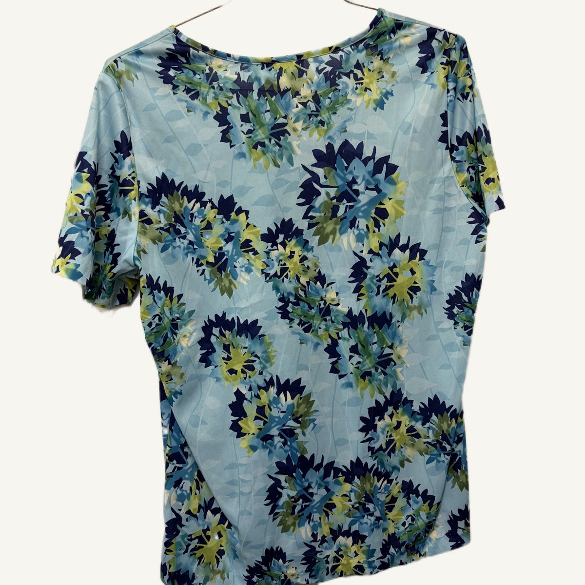 VTG Blair Women's Blue Floral Short Sleeve Shirt Size Large