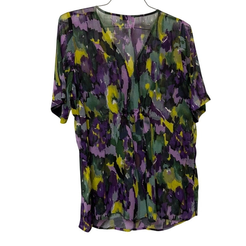 Chelsea Studio Multicolor Watercolor Sheer Blouse M - Excellent Condition