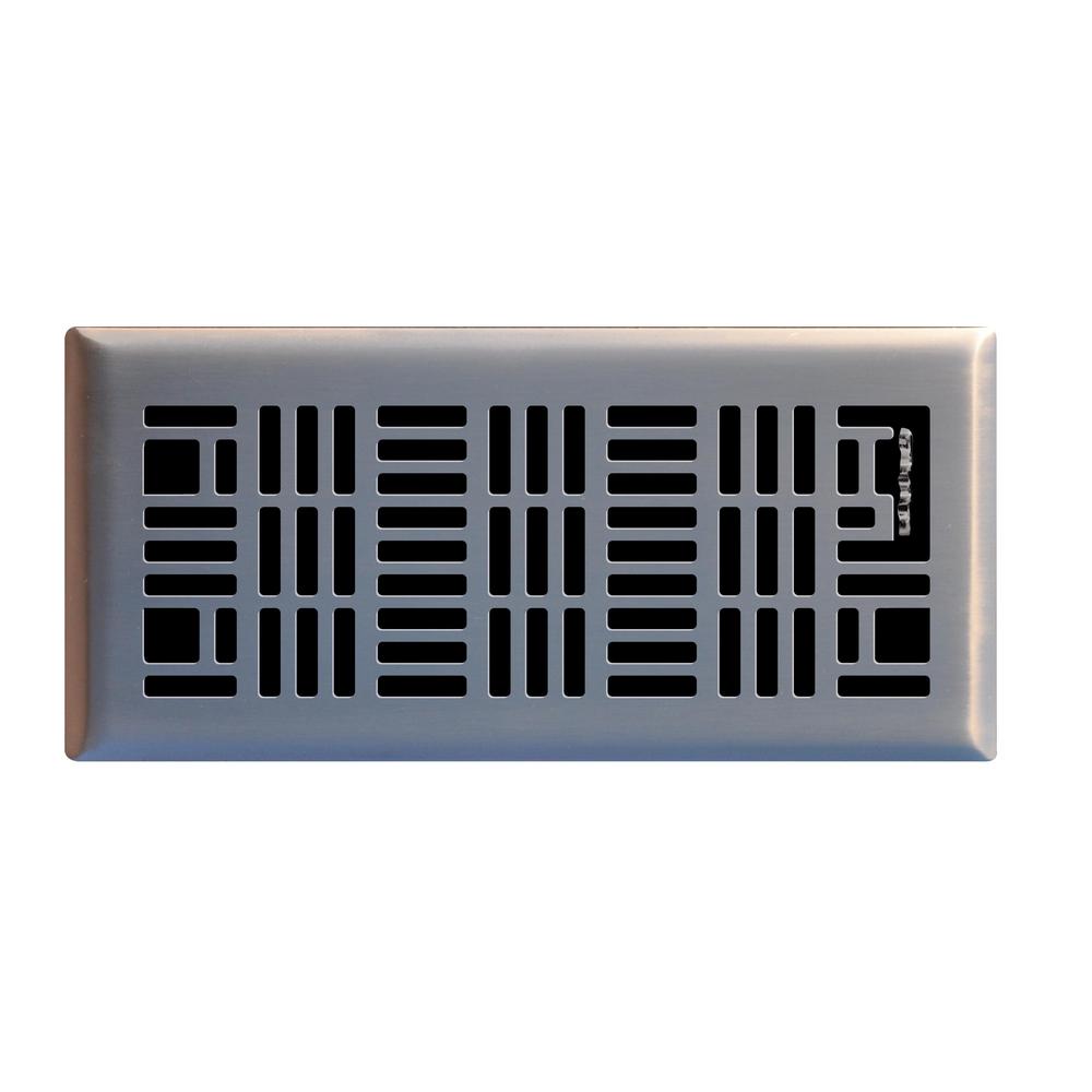 Hampton Bay Art Nouveau 4 in. X 10 in. Steel Floor Register in Brushed Nickel
