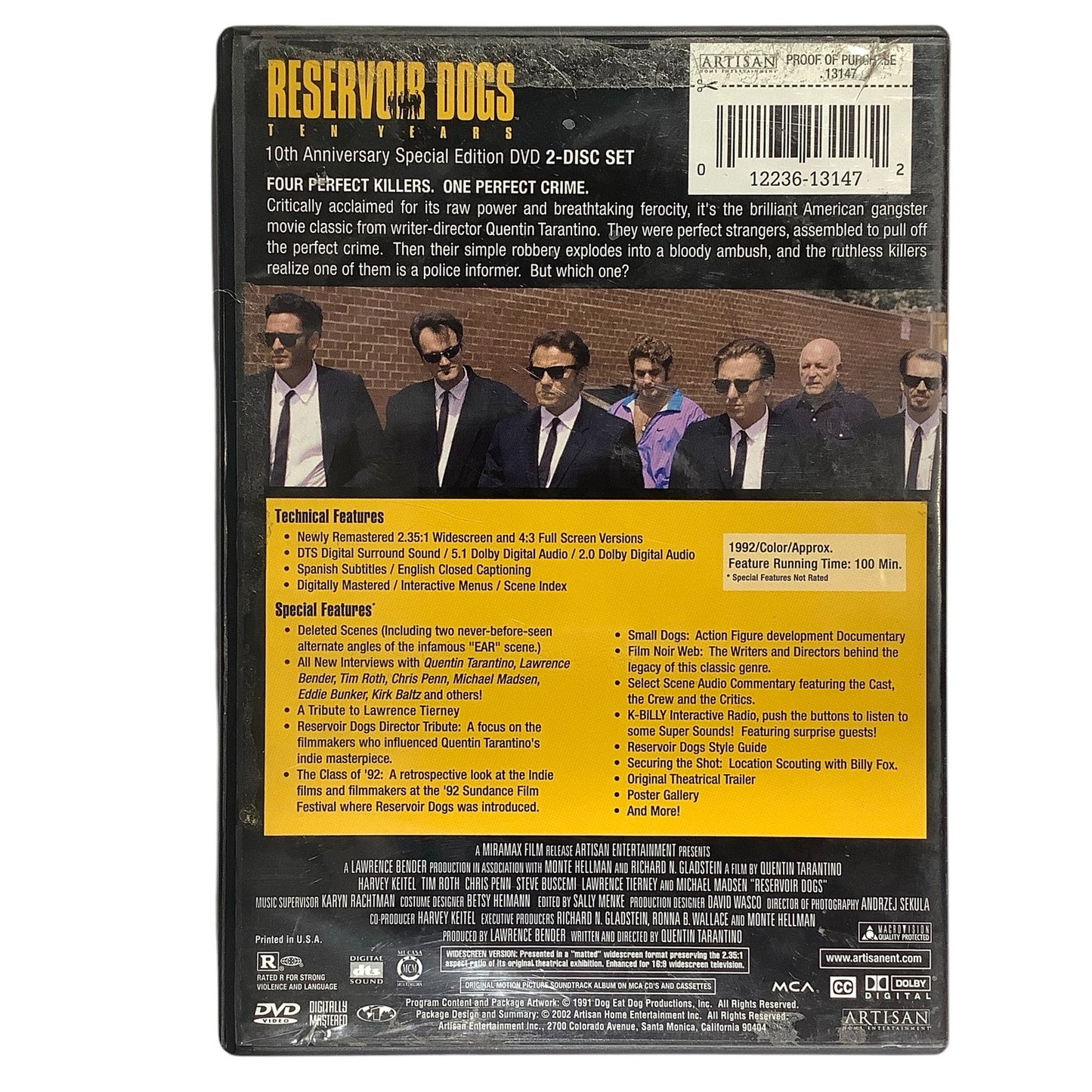 Reservoir Dogs (Two-Disc Special Edition, 2002, DVD) 100 Minutes of Drama